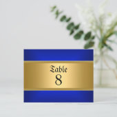 Blauwe Trouwtafel Nummers Royal Blue Briefkaart (Staand voorkant)