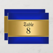 Blauwe Trouwtafel Nummers Royal Blue Briefkaart (Voorkant / Achterkant)