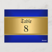 Blauwe Trouwtafel Nummers Royal Blue Briefkaart (Achterkant)