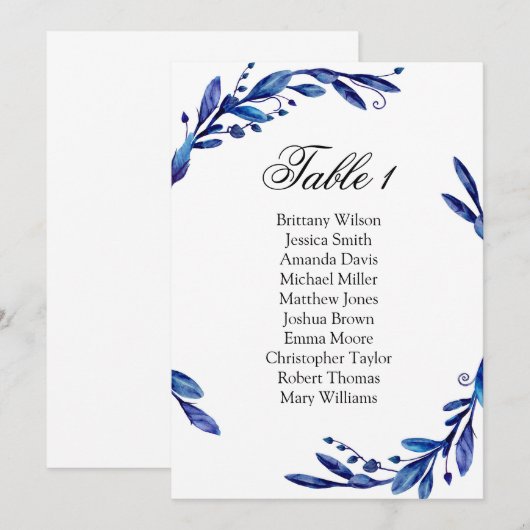 Blauwe trouwzitkaart. Winterplan Kaart (Voorkant / Achterkant)