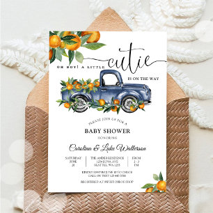 Blauwe Truck Cutie Baby Shower Uitnodiging