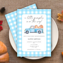 Blauwe Truck Een Kleine Pompoen Fall Baby Shower
