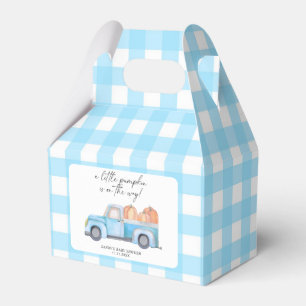 Blauwe Truck Een Kleine Pompoen Herfst Baby Shower Bedankdoosjes