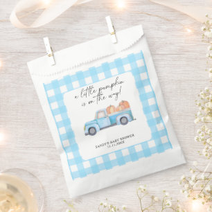 Blauwe Truck Een Kleine Pompoen Herfst Baby Shower Bedankzakje