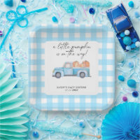 Blauwe Truck Een Kleine Pompoen Herfst Baby Shower