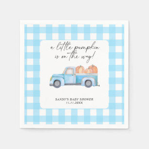 Blauwe Truck Een Kleine Pompoen Val Baby Shower Servet