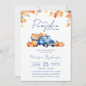 Blauwe Truck & Kleine Pompoen op Weg QR Code Kaart (Voorkant)