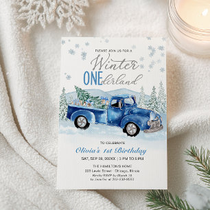 Blauwe Truck Winter Onederland Jongen Eerste Verja Kaart