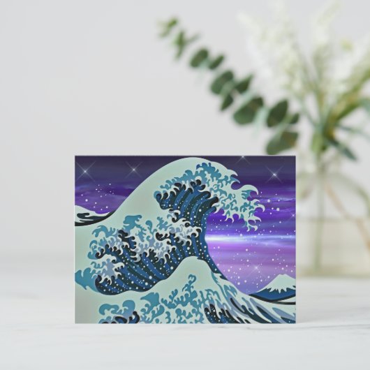 Blauwe tsunami-golf Japanse tekening Briefkaart (Staand voorkant)