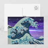 Blauwe tsunami-golf Japanse tekening Briefkaart (Voorkant / Achterkant)