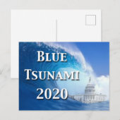 Blauwe Tsunami Verkiezing 2020 Briefkaart (Voorkant / Achterkant)