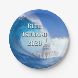 Blauwe Tsunami Verkiezing 2020 Papieren Bordje