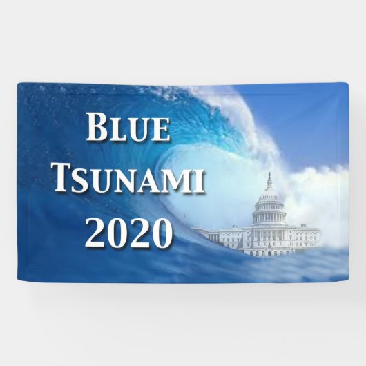 Blauwe Tsunami Verkiezing 2020 Spandoek (Horizontaal)