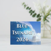 Blauwe Tsunami Verkiezing 2024 Briefkaart (Staand voorkant)