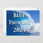 Blauwe Tsunami Verkiezing 2024 Briefkaart (Voorkant / Achterkant)
