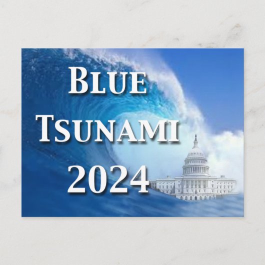 Blauwe Tsunami Verkiezing 2024 Briefkaart (Voorkant)
