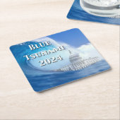 Blauwe Tsunami Verkiezing 2024 Kartonnen Onderzetters (Schuin)