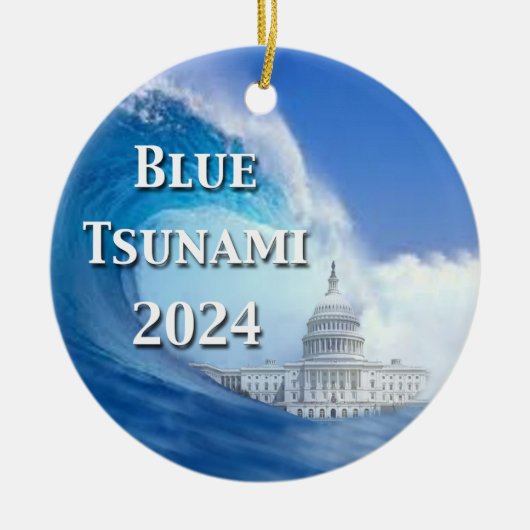 Blauwe Tsunami Verkiezing 2024 Keramisch Ornament (Voorkant)
