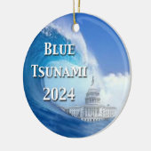 Blauwe Tsunami Verkiezing 2024 Keramisch Ornament (Links)