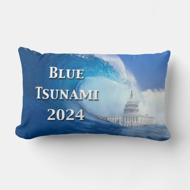 Blauwe Tsunami Verkiezing 2024 Kussen (Voorkant)