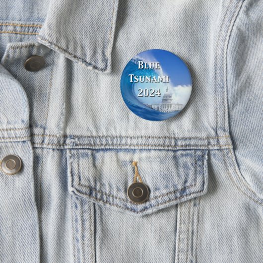 Blauwe Tsunami Verkiezing 2024 Ronde Button 5,7 Cm (In situ)