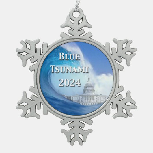 Blauwe Tsunami Verkiezing 2024 Tin Sneeuwvlok Ornament (Voorkant)