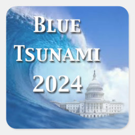 Blauwe Tsunami Verkiezing 2024 Vierkante Sticker