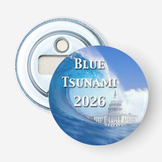 Blauwe Tsunami-verkiezing 2026 Button Flesopener (Voorkant)