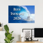 Blauwe Tsunami-verkiezing 2026 Poster (Thuiskantoor)