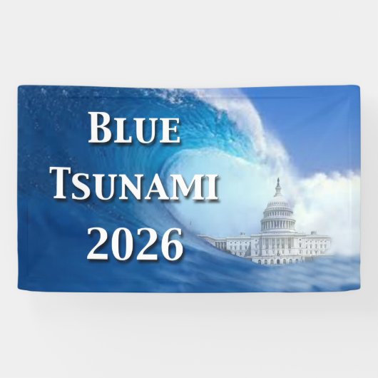 Blauwe Tsunami-verkiezing 2026 Spandoek (Horizontaal)
