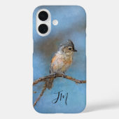 Blauwe Tufted Titmouse Vogelschilderij Aangepaste  Case-Mate iPhone Case (Achterkant)