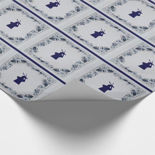 Blauwe tuimelmolen "de Roos" van Delft Cadeaupapier (Hoek)