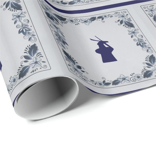 Blauwe tuimelmolen "de Roos" van Delft Cadeaupapier (Rol Hoek)