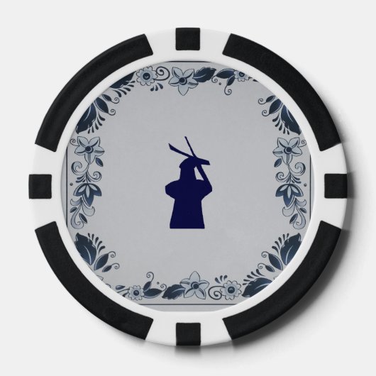Blauwe tuimelmolen "de Roos" van Delft Pokerchips (Voorkant)