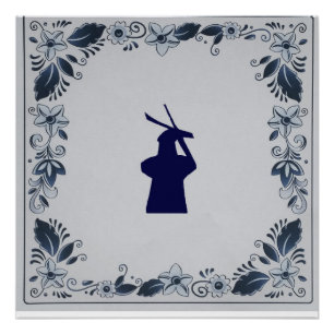 Blauwe tuimelmolen "de Roos" van Delft Poster