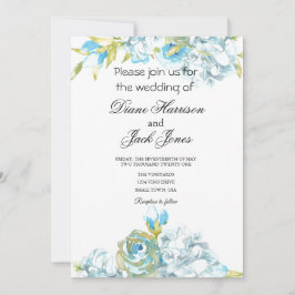 Blauwe Tuin Bloemen Bruiloft Kaart