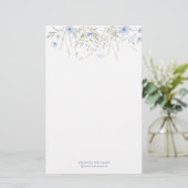 Blauwe Tuin Bloemen Monogram Papier Papier (Staand voorkant)