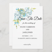 Blauwe Tuin Bloemen Save The Date Kaart (Voorkant / Achterkant)