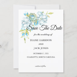 Blauwe Tuin Bloemen Save The Date Kaart