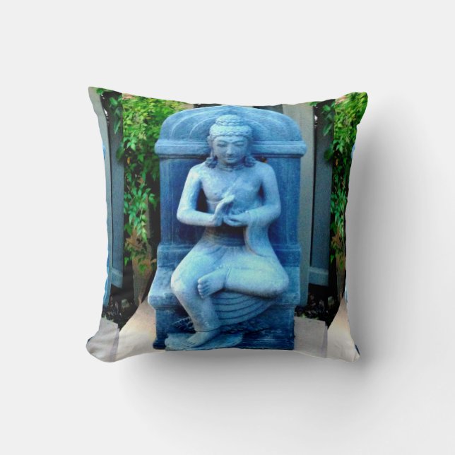 Blauwe Tuin Boeddha Kussen (Voorkant)