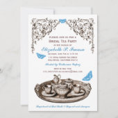 Blauwe tuin Bridal Tea Party uitnodigingen (Voorkant)