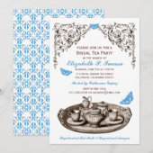 Blauwe tuin Bridal Tea Party uitnodigingen (Voorkant / Achterkant)