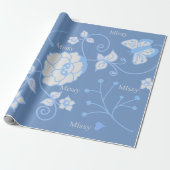 Blauwe Tuin Cadeaupapier (Uitgerold)