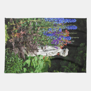 Blauwe tuin- en plantsoenen van delfinium theedoek