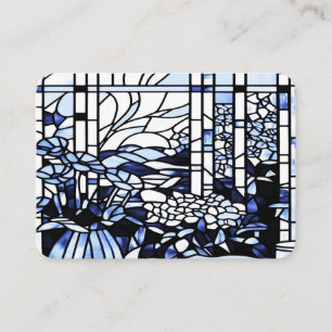 Blauwe Tuin Gebrandschilderd Glas Visitekaartje