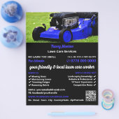 Blauwe tuin grasmaaier, gazon verzorging flyer (Enkel)