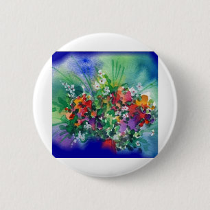 Blauwe tuin ronde button 5,7 cm