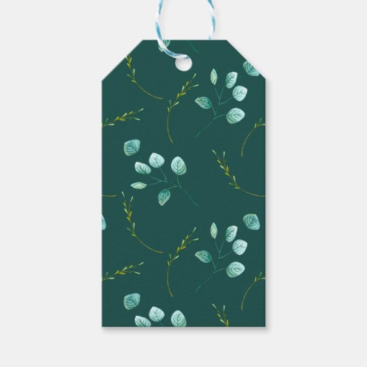 Blauwe tuin Waterverf Stems Wedding Favor Cadeaulabel (Voorkant)