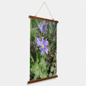 Blauwe tuinbloem hangend wandkleed (Gebogen)