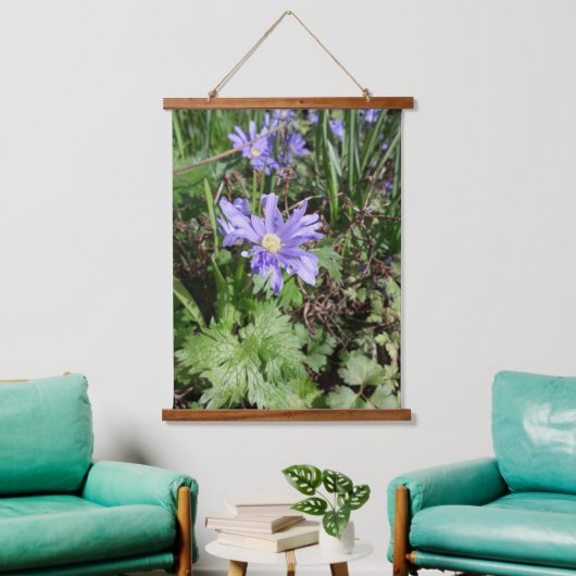 Blauwe tuinbloem hangend wandkleed (Woonkamer)